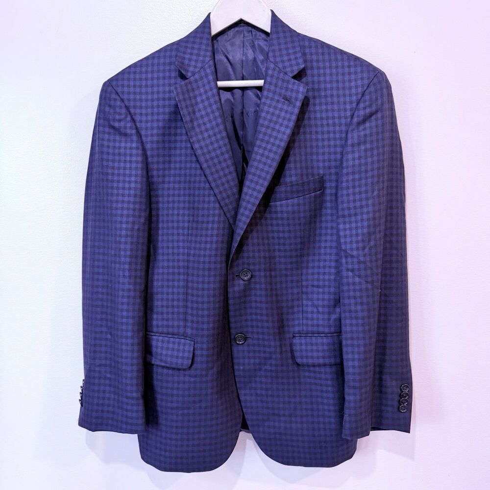 Jos. A. Bank RESERVE Tailored Fit SILK WOOL Sport Coat Men's 40 S Blue Check